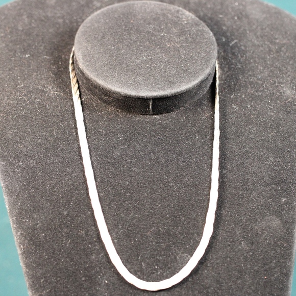 Sterling Silver 925 Flat Rope Chain Woven Necklace - Picture 4 of 8